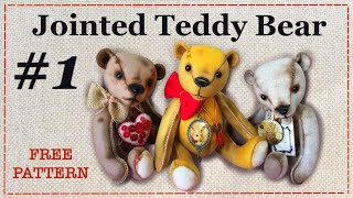 How to make a Jointed Teddy Bear 1  FREE PATTERN [upl. by Inatirb]