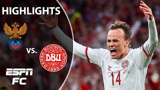 Inspired Denmark thrash Russia 41 to advance to the round of 16  Highlights  ESPN FC [upl. by Aline]