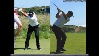 Jon Rahm golf swing  Long Iron faceon amp downtheline July 2017 [upl. by Yde]