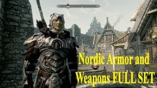 Skyrim Dragonborn DLC All Nordic Armor and Weapons FULL SET [upl. by Rutter718]