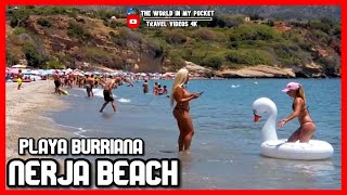 Relaxing Sunny Beach Walk in Spain 4k  BURRIANA NERJA Malaga Costa del Sol 2020 [upl. by Kellina]