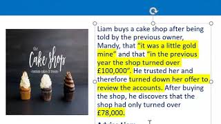 How to apply misrepresentation Liam cupcake scenario [upl. by Hafinah]