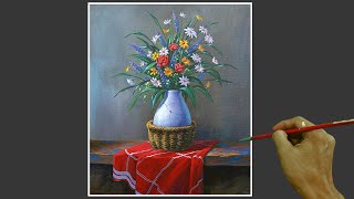 Acrylic Still Life Painting in Timelapse  Flowers in Vase  JMLisondra [upl. by Weight802]