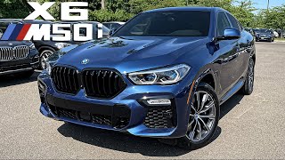 2021 BMW X6 M50i in Phytonic Blue Walkaround Review  Exhaust Sound Revs [upl. by Pettit]