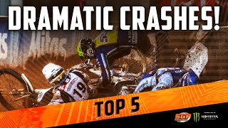 DRAMATIC SPEEDWAY GP CRASHES  FIM Speedway Grand Prix [upl. by Enialehs899]