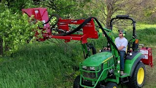 Mow Tree Limbs From Tractor Loader Mounted Rotary Cutter [upl. by Irt]