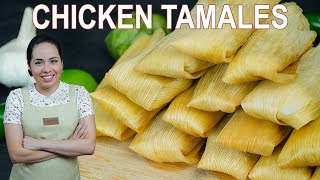 How to make GREEN CHILE CHICKEN TAMALES Recipe  AUTHENTIC MEXICAN TAMALES  Villa Cocina [upl. by Herbst]