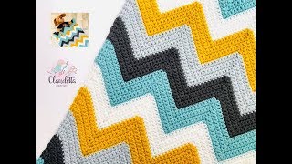 CROCHET CHEVRON STITCH  EASY BABY BLANKET [upl. by Buddie]