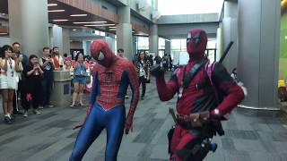 Deadpool and Spiderman Dance at Anime Convention [upl. by Fevre]