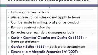 Misrepresentation Lecture 1 of 4 [upl. by Annoet]