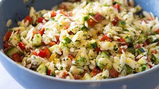 Lemon Orzo Salad  Perfect Summer Salad For BBQs or Potlucks [upl. by Aibara]