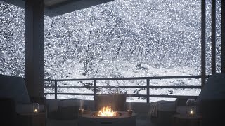 Balcony in quiet winter mountains  Birdsong  Fireplace [upl. by Thorr]