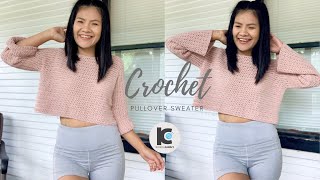 Crochet Pullover Sweater  Learn to crochet a sweater top  FREE Crochet Pattern XSXXL [upl. by Ydor]