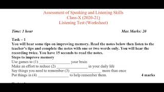 Listening Assessment CBSE Class 10th [upl. by Haily]