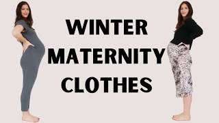 Maternity Winter Styles  Comfy Pregnancy Outfits EASY  COZY [upl. by Heiskell964]